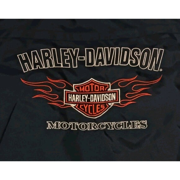 Harley Davidson Motorcycle Jacket Men's Large Black Nylon Lined Logo Spell Out - Picture 5 of 11